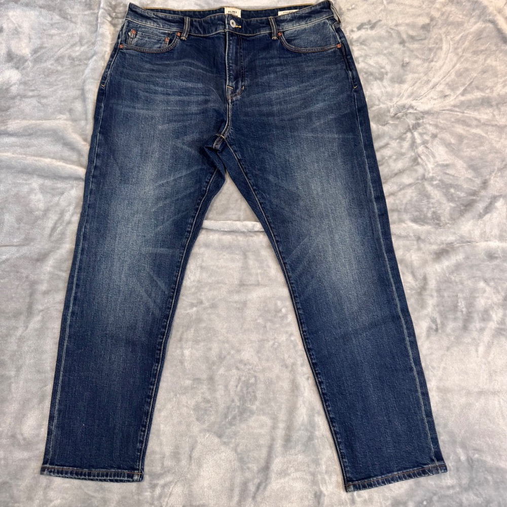 Flint and Tinder Mens Athletic‎ Tapered Fit Dark Wash Denim Jeans Size 36x29